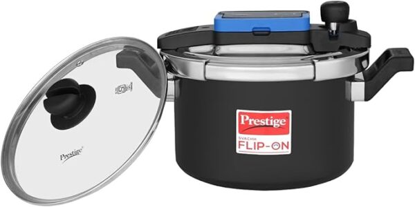 Prestige Hard Anodised Svachh Flip-On Cooker 5.0 LTR | Induction Compatible Pressure Cooker | MPF20161