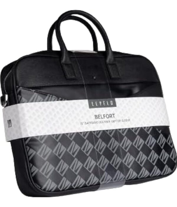 LEVELO - (LVLBFS16BK) LEVELO BELFORT SAFFIANO LEATHER LAPTOP SLEEVE